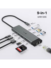 TP-LINK UH9120C 9 PORT 4K 60Hz HDMI Gigabit RJ45 Port, 100W Hızlı Şarj, SD ve MicroSD Kart Yuvası, 5Gbps USB-C HUB